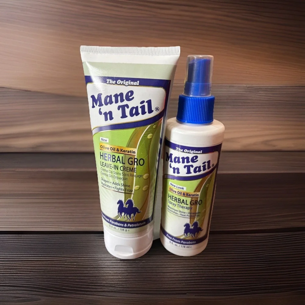 Mane 'n Tail Herbal Gro Olive Oil Leave-in Crème 5.5oz & Spray Therapy 6oz